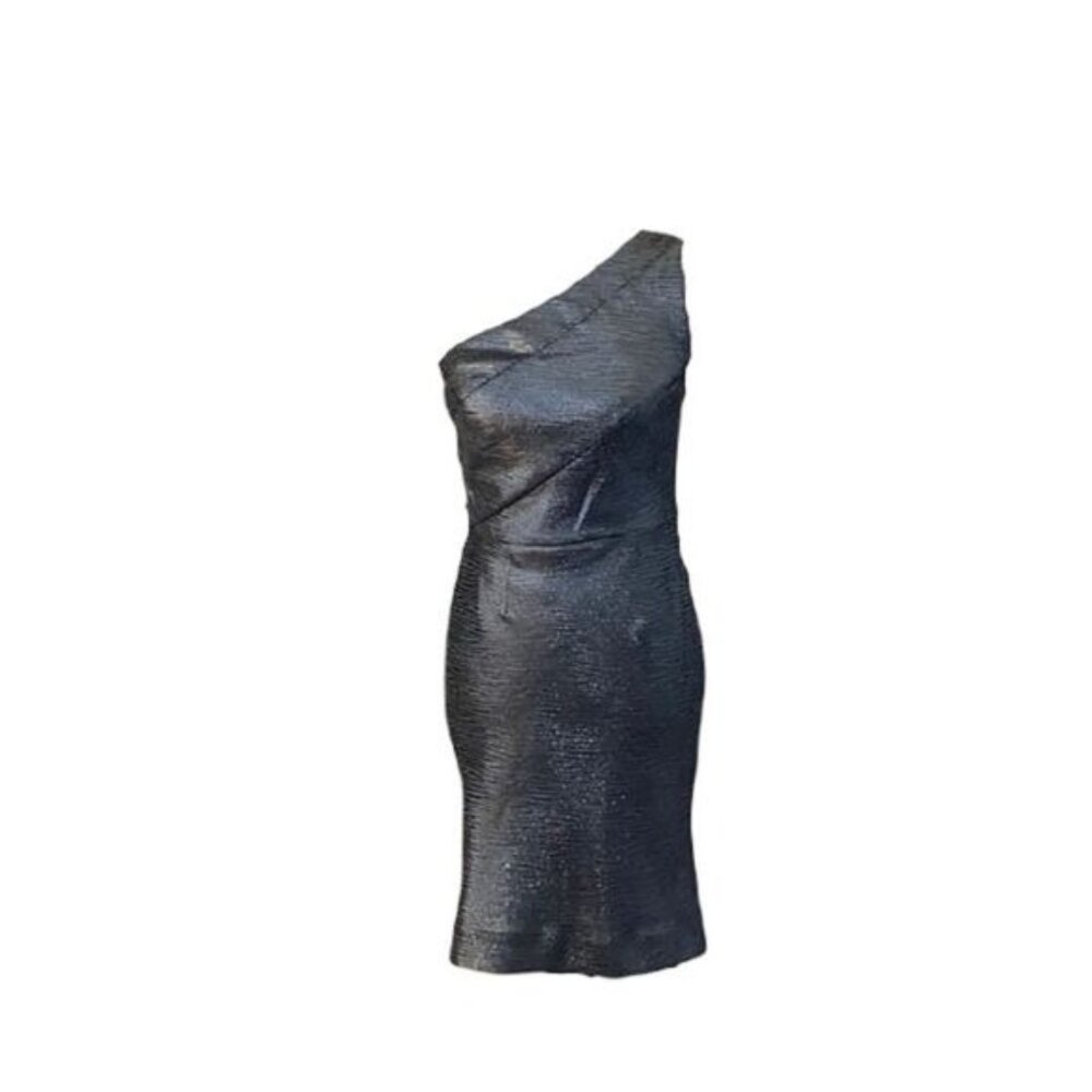 ALLEN B Metallic Dress One Shoulder Bodycon Sexy‎ Club Mini Size 2